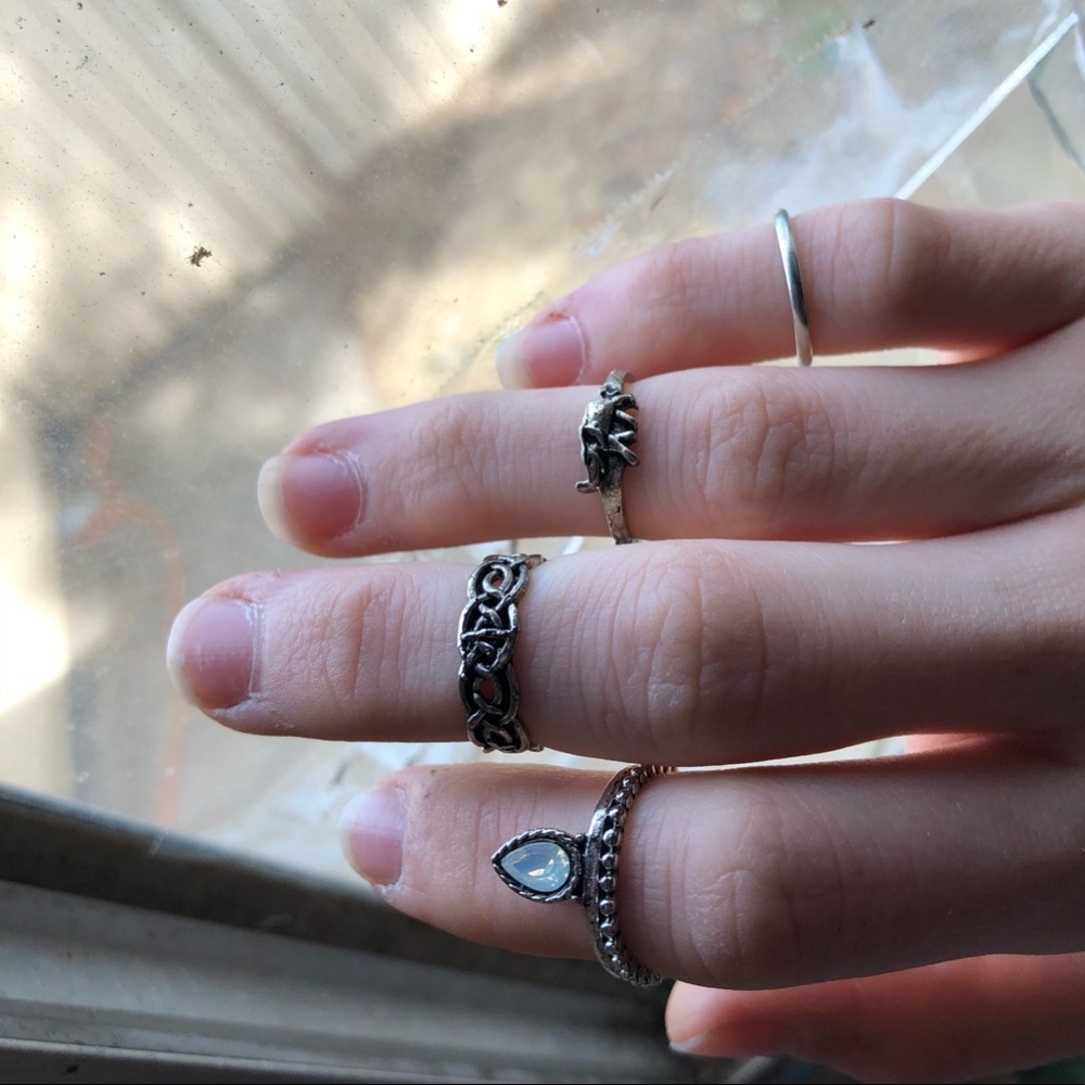 Upper/top finger sterling silver ring set